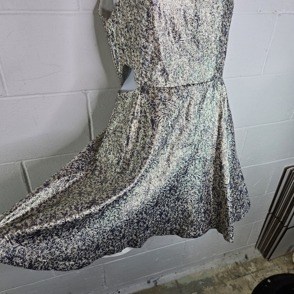 Alice + Olivia Varita Metallic Jacquard Cut Out Fit Flare Dress - Picture 13 of 13